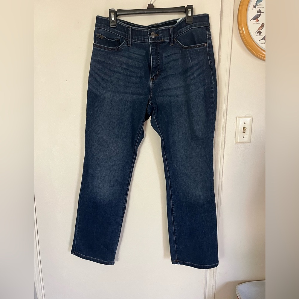 Ladies Lee Reg. Fit Straight Leg Flex Motion Blue Jeans Size 14 Short